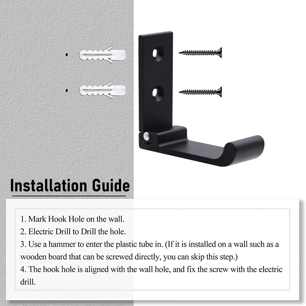 HASTHIP Folding Coat Hooks for Clothes and Towels featuring 90‑Degree Fold Design | 33lbs Aluminum Alloy Matte Black 2 Pcs