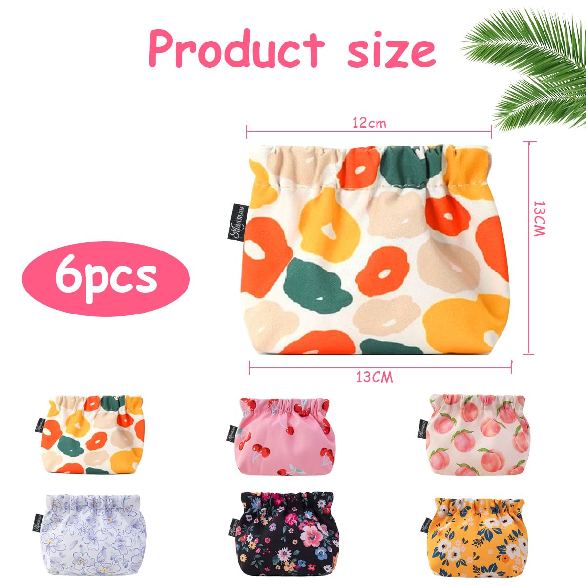 MAYCREATE Small Pouches for Women featuring Self Closing Design and Oxford Fabric | 6pcs 13x13cm Travel Organizer