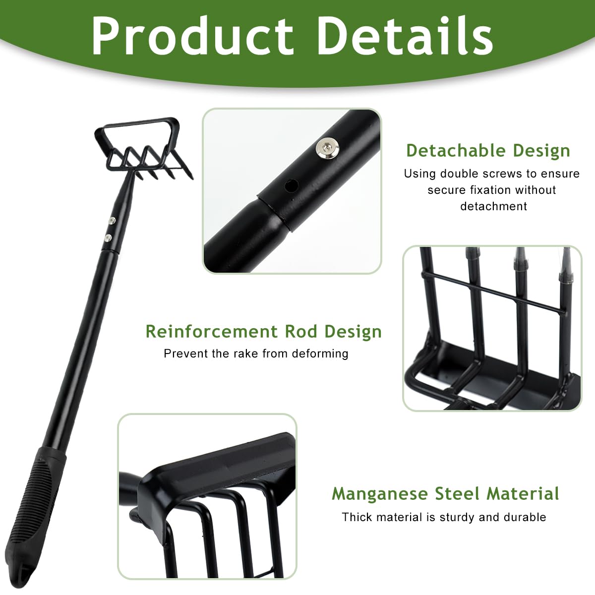 HASTHIP Gardening Weeder for Soil Cultivation featuring 4 Claws and 19.6 in Handle | Manganese Steel Tool