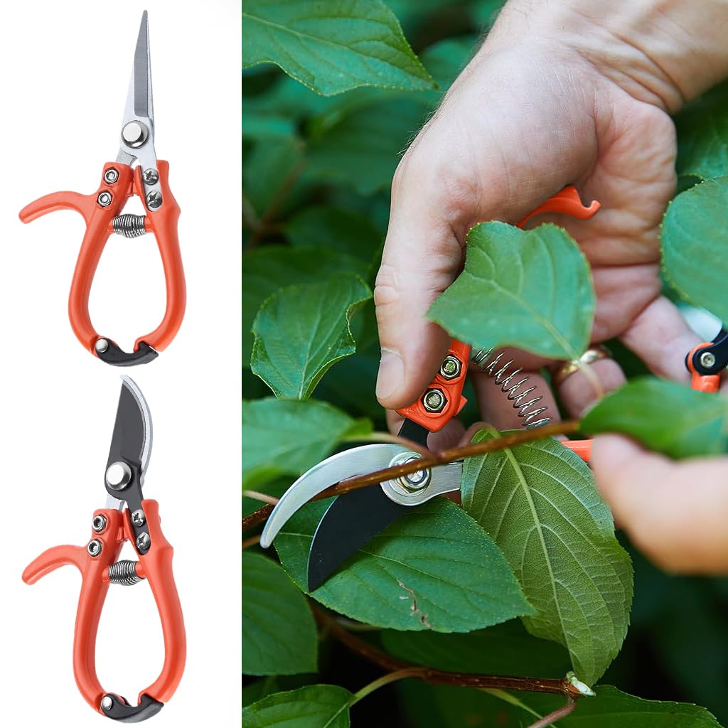 Supvox Gardening Scissors 2 Pack for Flowers and Bonsai with Safety Lock and 3mm High Carbon Steel Blades