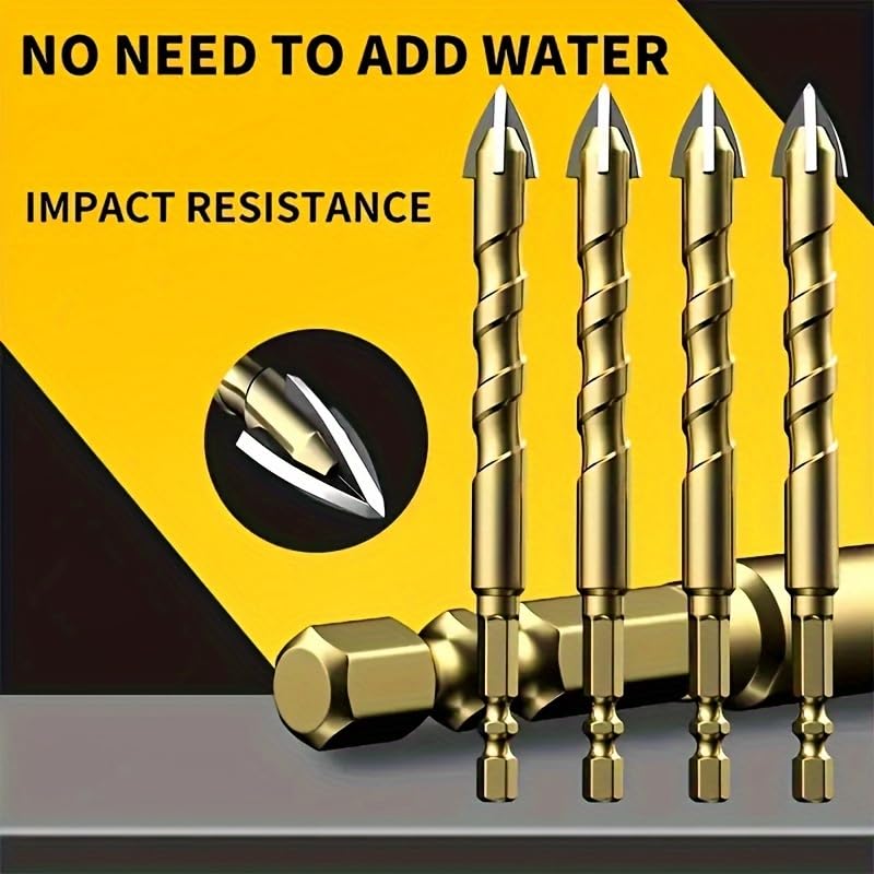 Serplex Drill Bit Set 7pcs 3mm to 12mm for Glass Tile and Concrete | Featuring Carbide Tips and Spiral Flute Design