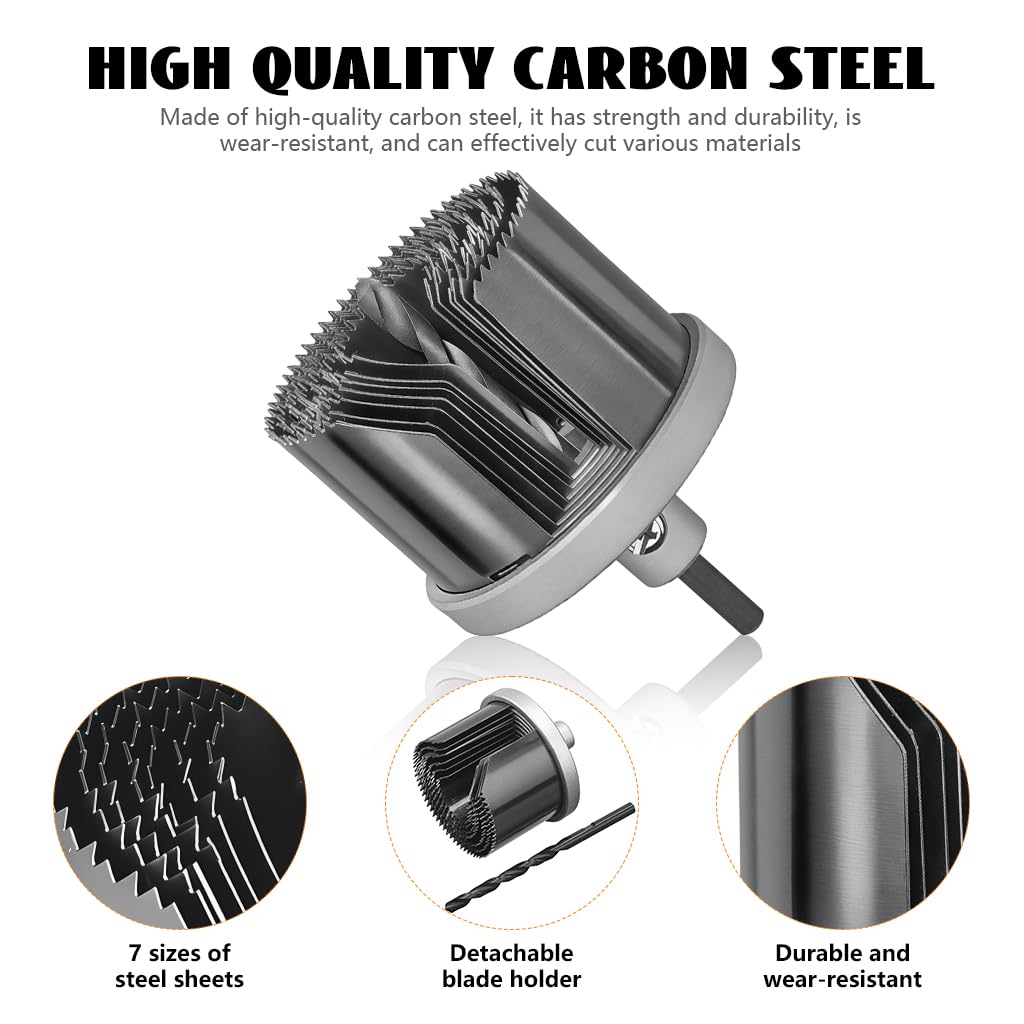 Serplex Spring Steel Hole Saws Set for Wood and Plasterboard with 7Pcs 26mm–63mm Blades