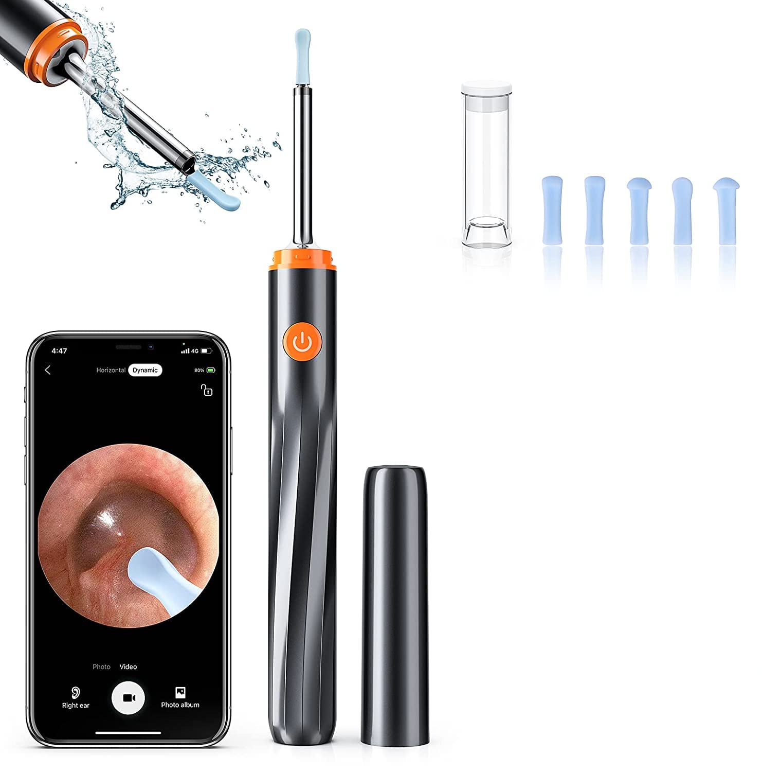 HANNEA  Ear Wax Remover Tool Kit Camera with 6 Ear Spoons Ear Cleaner Tool Wireless HD Otoscope 1080P 4mm Ear Wax Cleaner Machine Led Light EarCameraforCleaning Spade Ear Cleaner Camera for IOS & Android