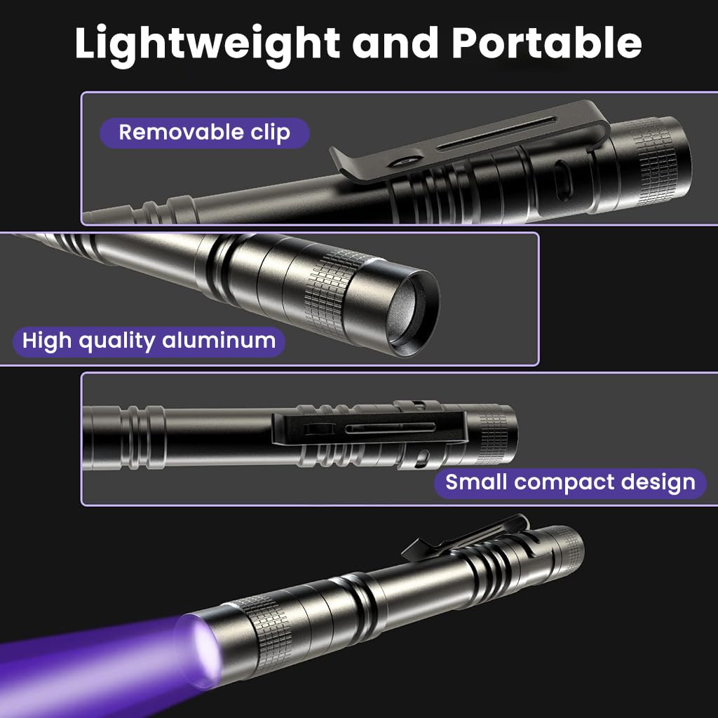 ELEPHANTBOAT UV Pen Light for Pet Urine and Scorpion Detection featuring 395nm Beam | Waterproof Aluminum Alloy Flashlight