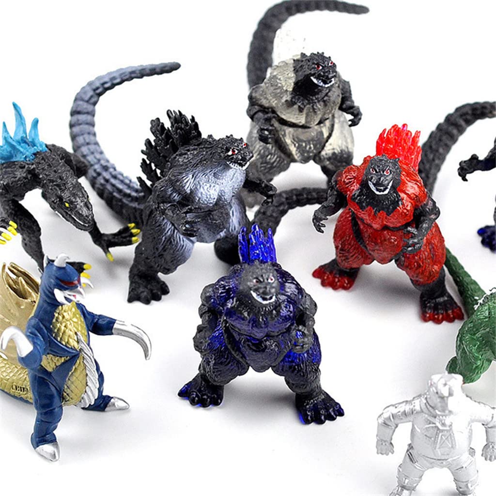 PATPAT  GodZilla Toys 10PCS Desktop King of Monster Model Collection God-Zilla Action Figures Soft Touch Vinyl PVC Dinosaur Toys Monster Toy for Kids Gifts for Kids (5-7cm)