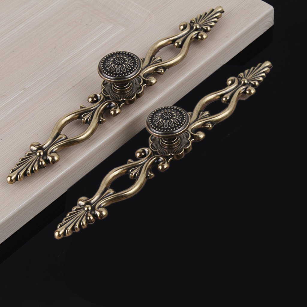 HASTHIP® 2 Pack 191mm Traditional Antique Brass Cabinet Drawer Door Pulls Wardrobe Handles