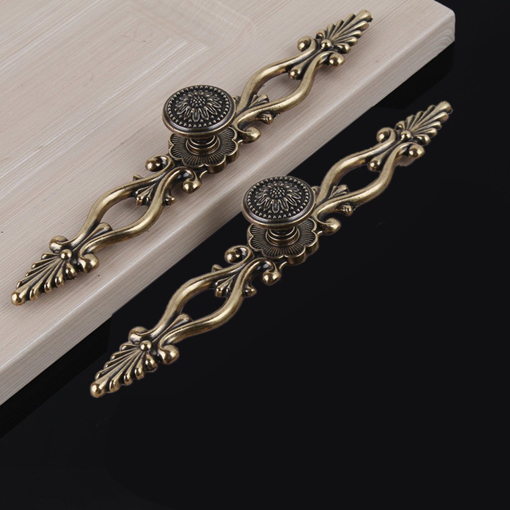 HASTHIP Cabinet Drawer Pulls for Kitchen and Bedroom with Antique Brass Finish | 2 Pack