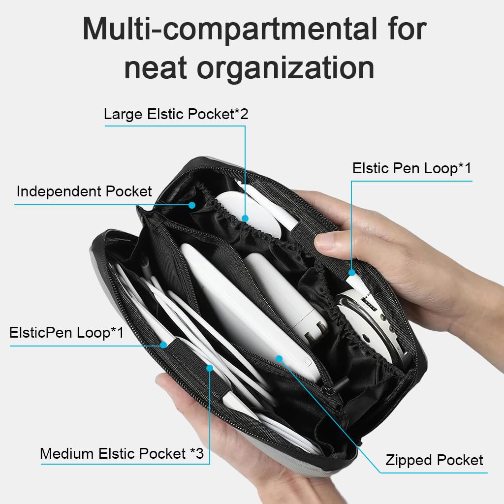 ZORBES Cable Organizer Bag for Travel featuring Multi Compartments and Waterproof Material | 154x153x152mm