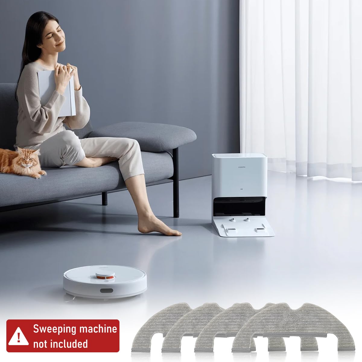 HASTHIP Mopping Cloth for Mi Robot Vacuum Cleaner X10 with Microfiber Wet and Dry Use | Pack of 4 Replacements