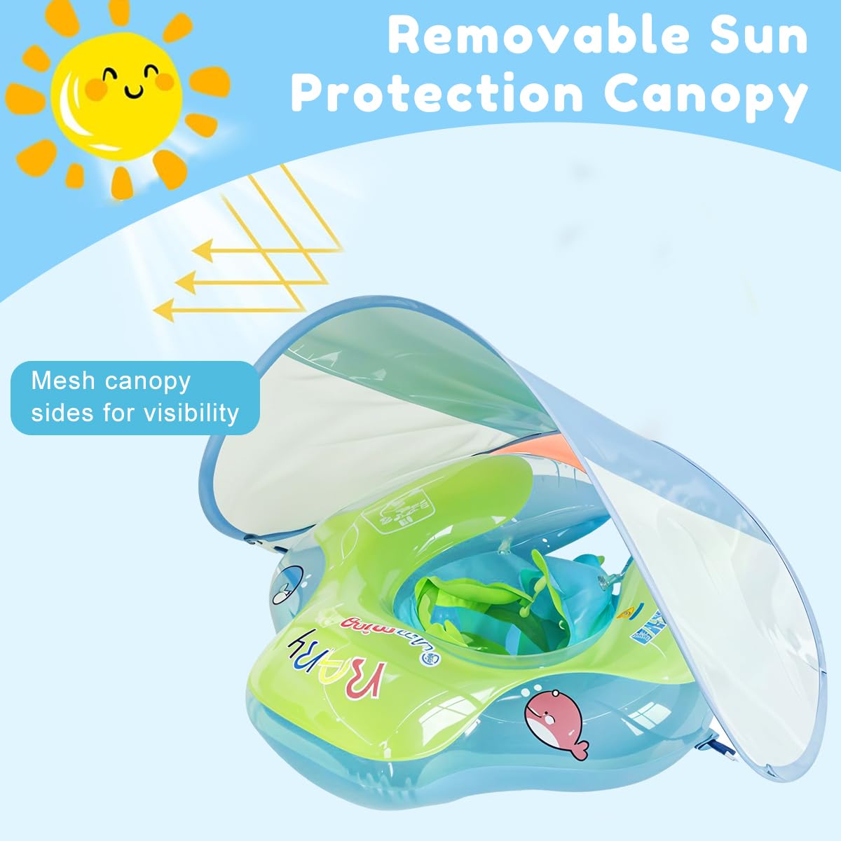 SNOWIE SOFT Baby Float for Swimming Pool with Double Layer PVC and UV Canopy | for 12–36 Months