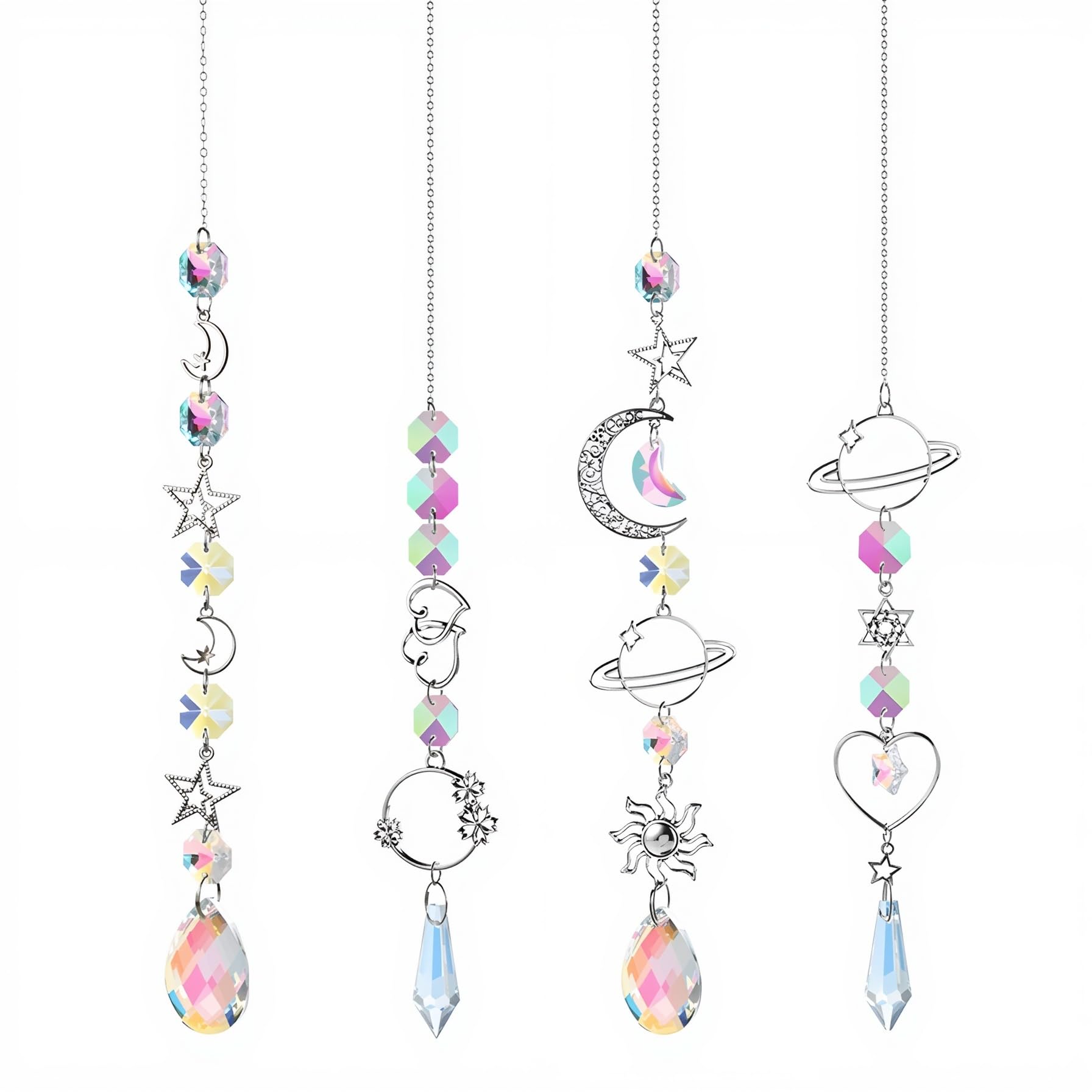 HASTHIP® 4Pieces Colorful Crystals Suncatcher