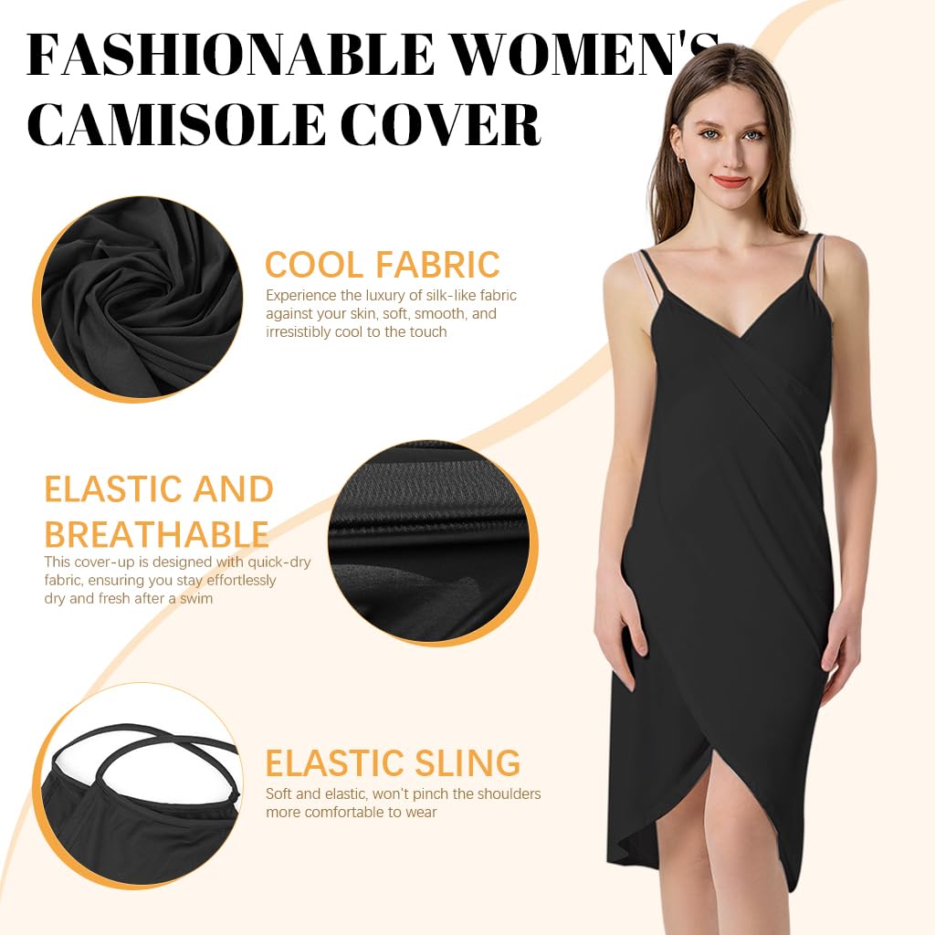 PALAY Beach Wear Dress for Women with Backless Wrap Style and Quick Dry Fabric | Black