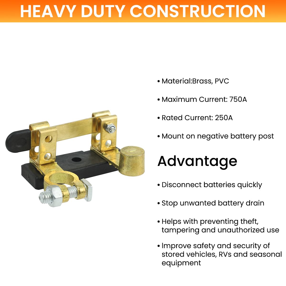STHIRA Car Battery Cut Off Switch for 12V and 24V Vehicles featuring Heavy Duty Anti Theft Safety | 2PCS