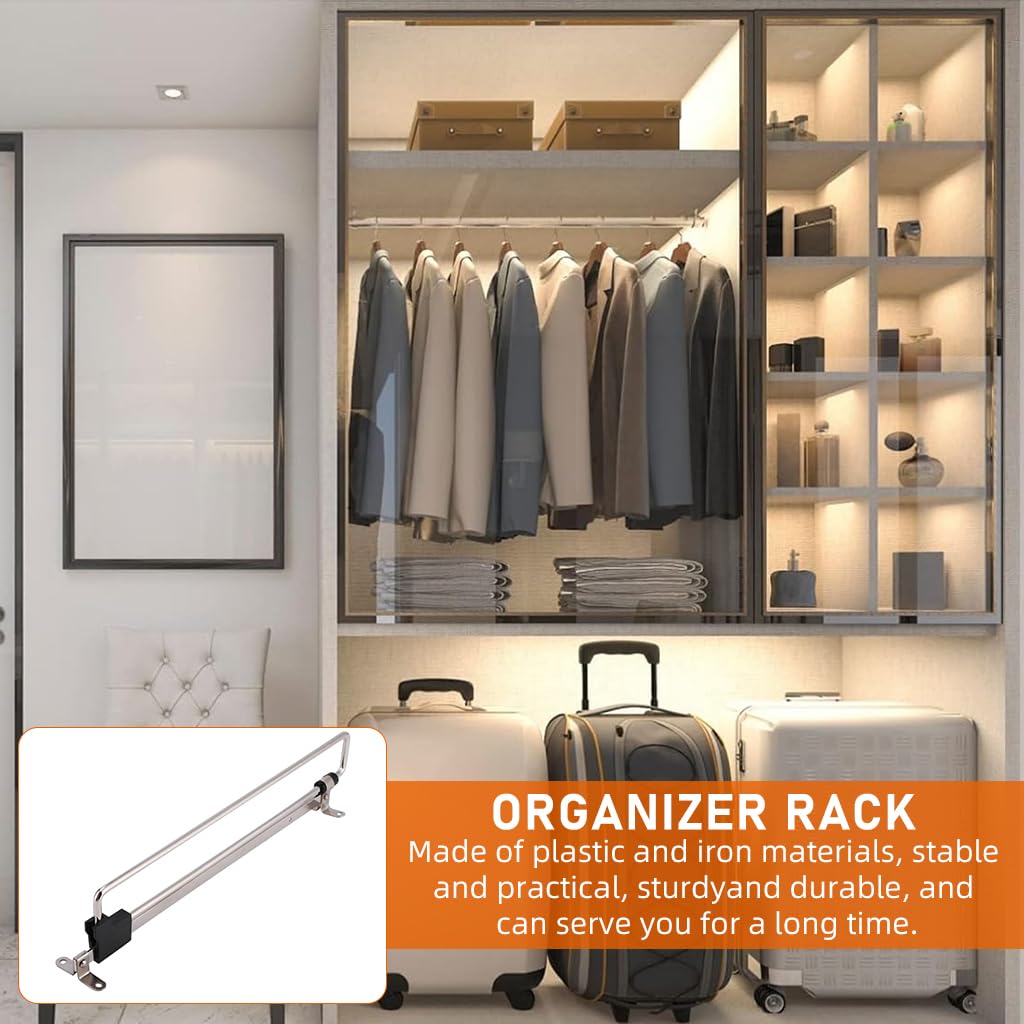 HASTHIP® Wardrobe Organizer 19.69 Inches Pull Out Hanger Rail Space Saving Multi Hanger Organizer Hanging Rail for Wardrobe Modification Universal Screw Mounted Multi Hanger Organizer