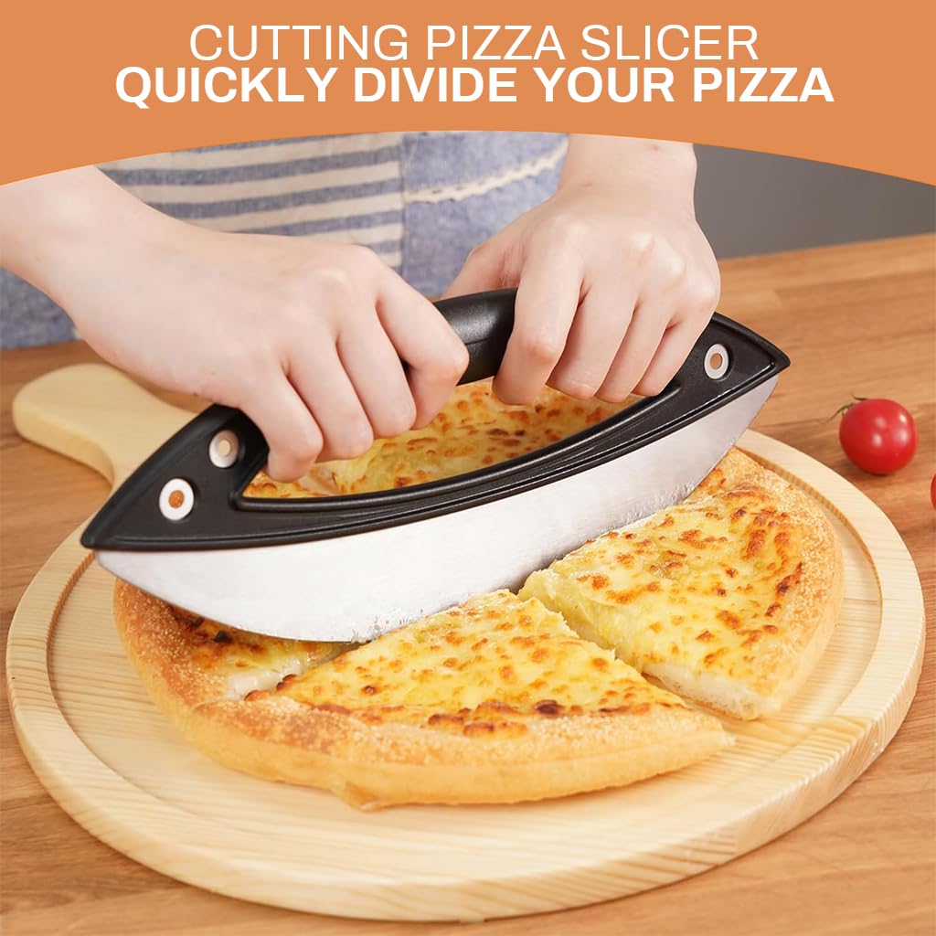 12 inch Pizza Cutter Rocker Blade for Effortless Slicing with Cover and Stainless Steel Build