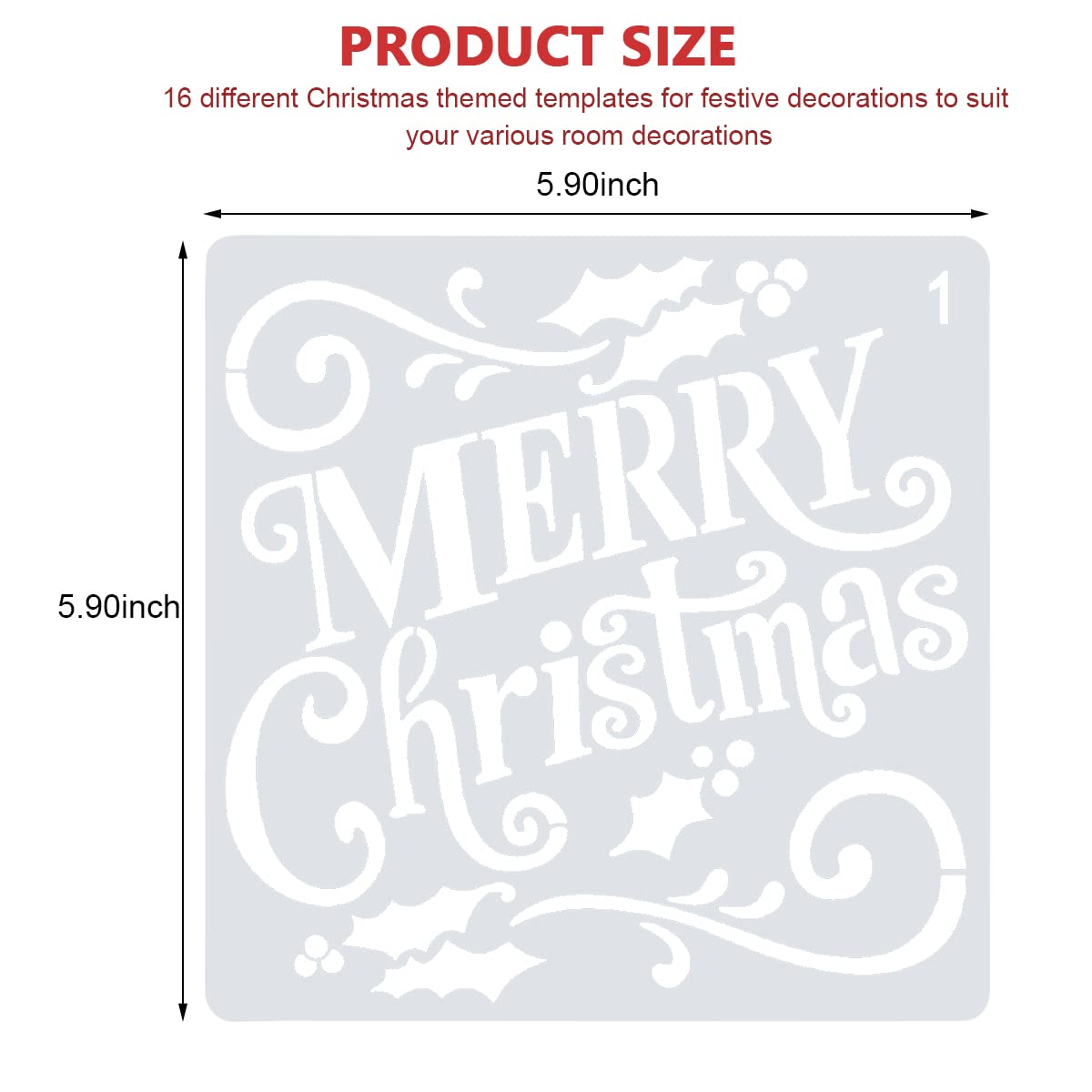 HASTHIP 16 Pcs Christmas Decoration Stencils, Stencils for Painting, Reusable Painting and Drawing Christmas Stencil for Home Decor DIY Crafting Wardrobe Decor (15*15cm)