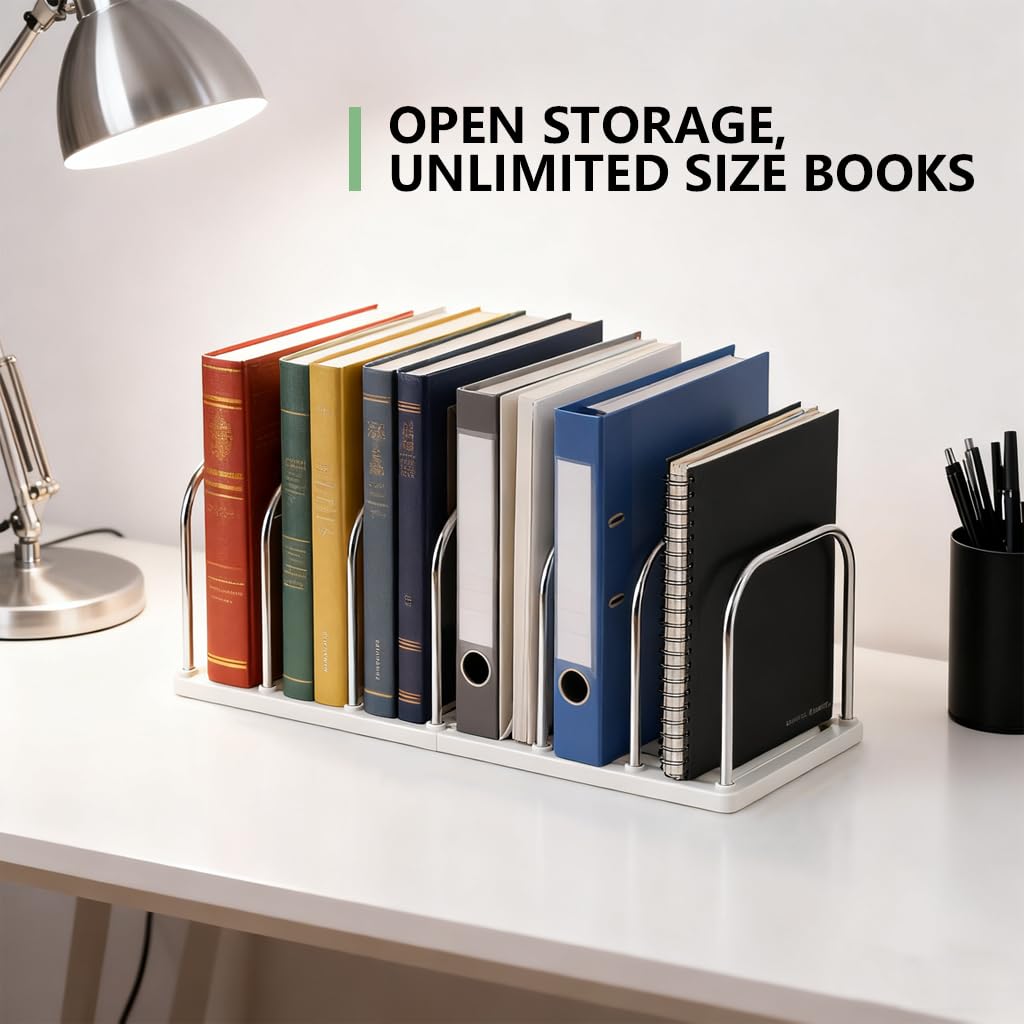 ZIBUYU Bookends for Shelves with Non Slip Base and White Metal Design | Modern Home Decor