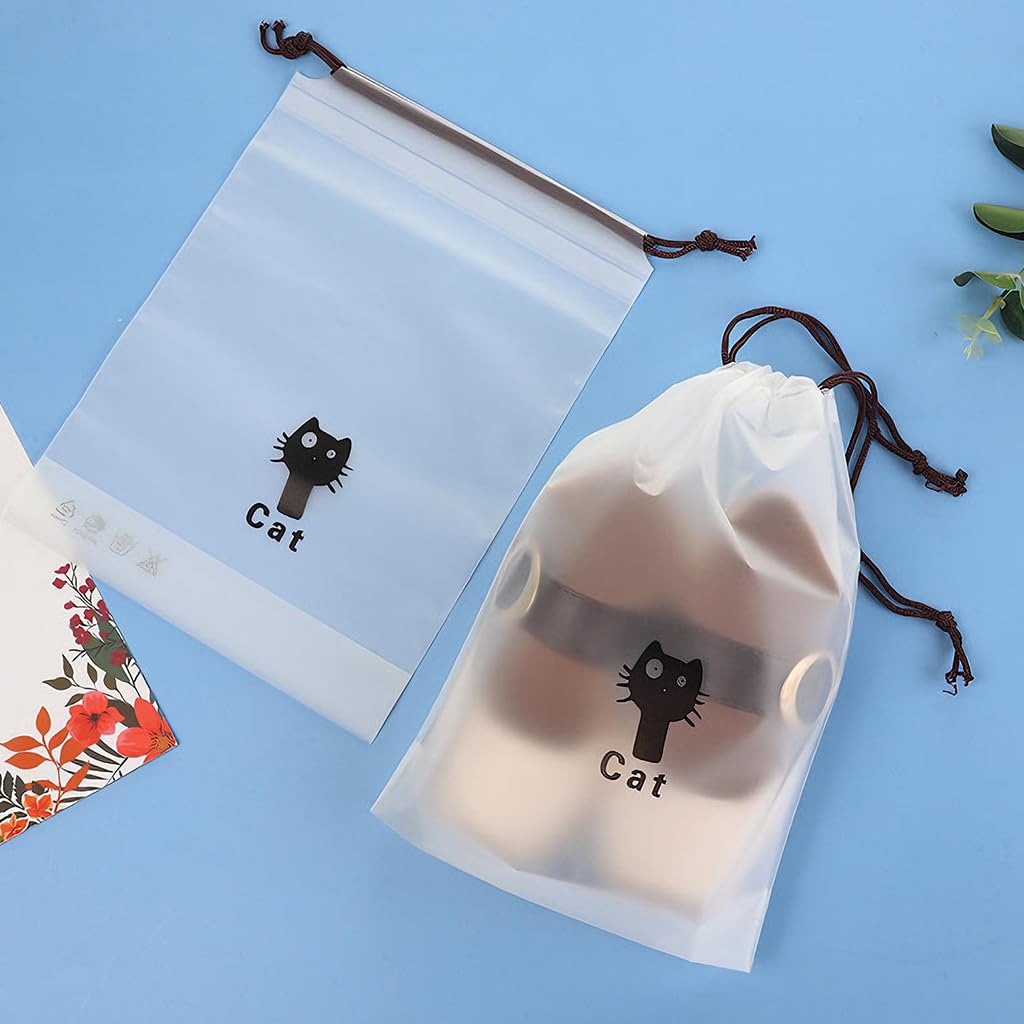 ZIBUYU Clear Drawstring Shoe Bags for Travel with Waterproof PE 30x35cm | Unisex Dustproof Storage