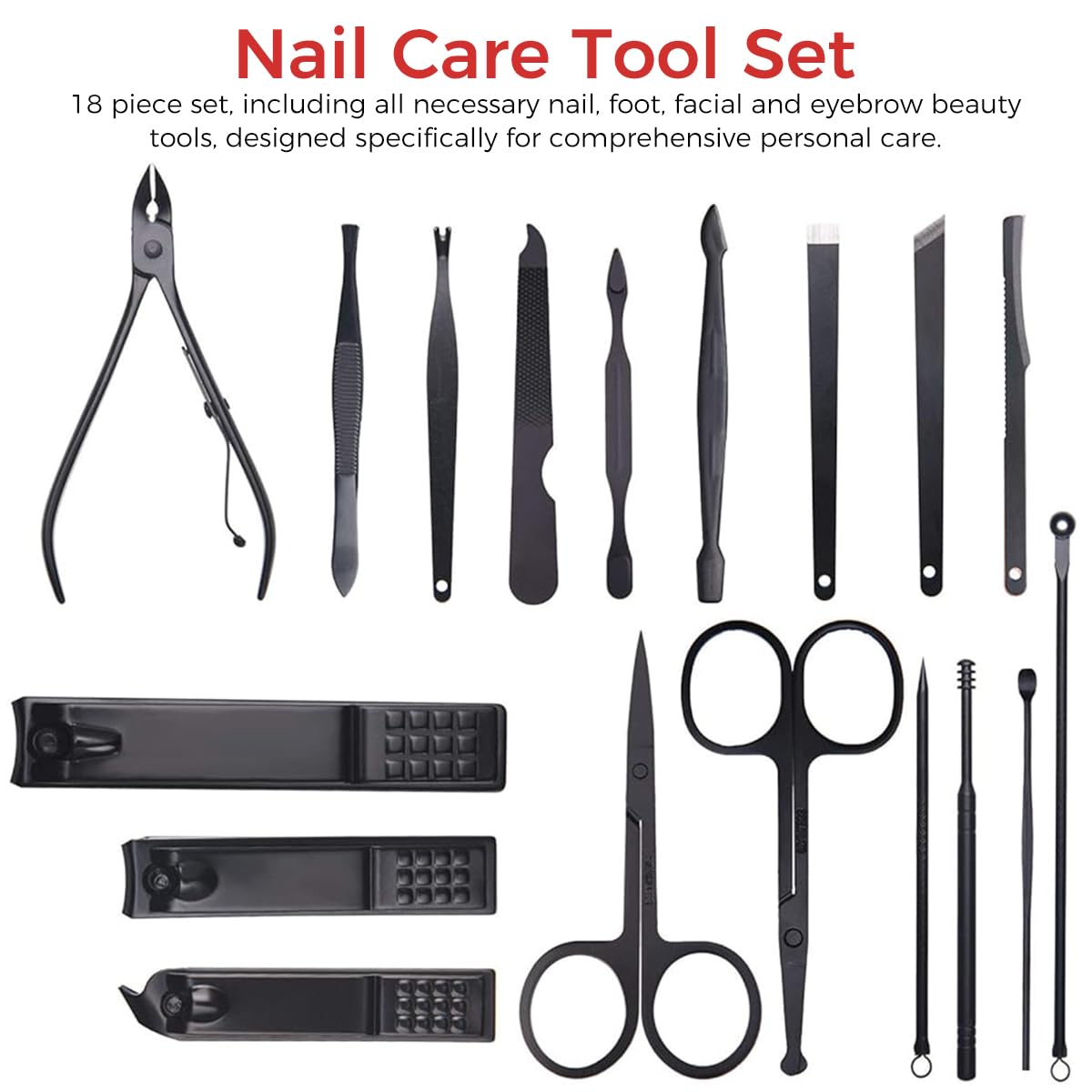 MAYCREATE® Manicure Set for Women, Men Stainless Steel Professional Pedicure Kit, Nail Clipper for Manicure Kit & Eyebrow Grooming Kit Nail Care Tool Kit with Storage Case Manicure Kit Travel - 18 Pcs