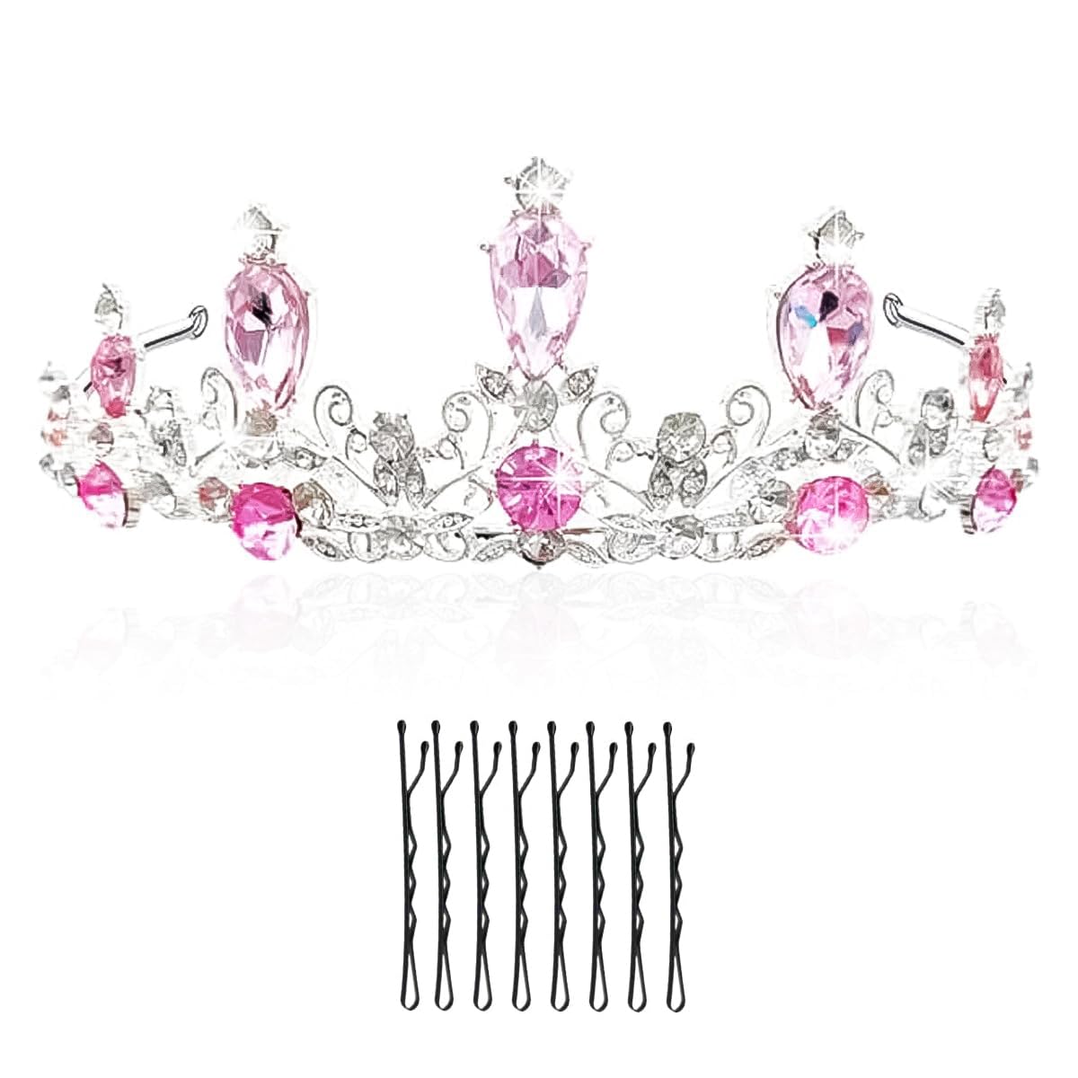 SANNIDHI Crystal Crown for Girls featuring Purple Rhinestones and Secure Loops | Ideal for Birthday Dress Up and Princess Cosplay