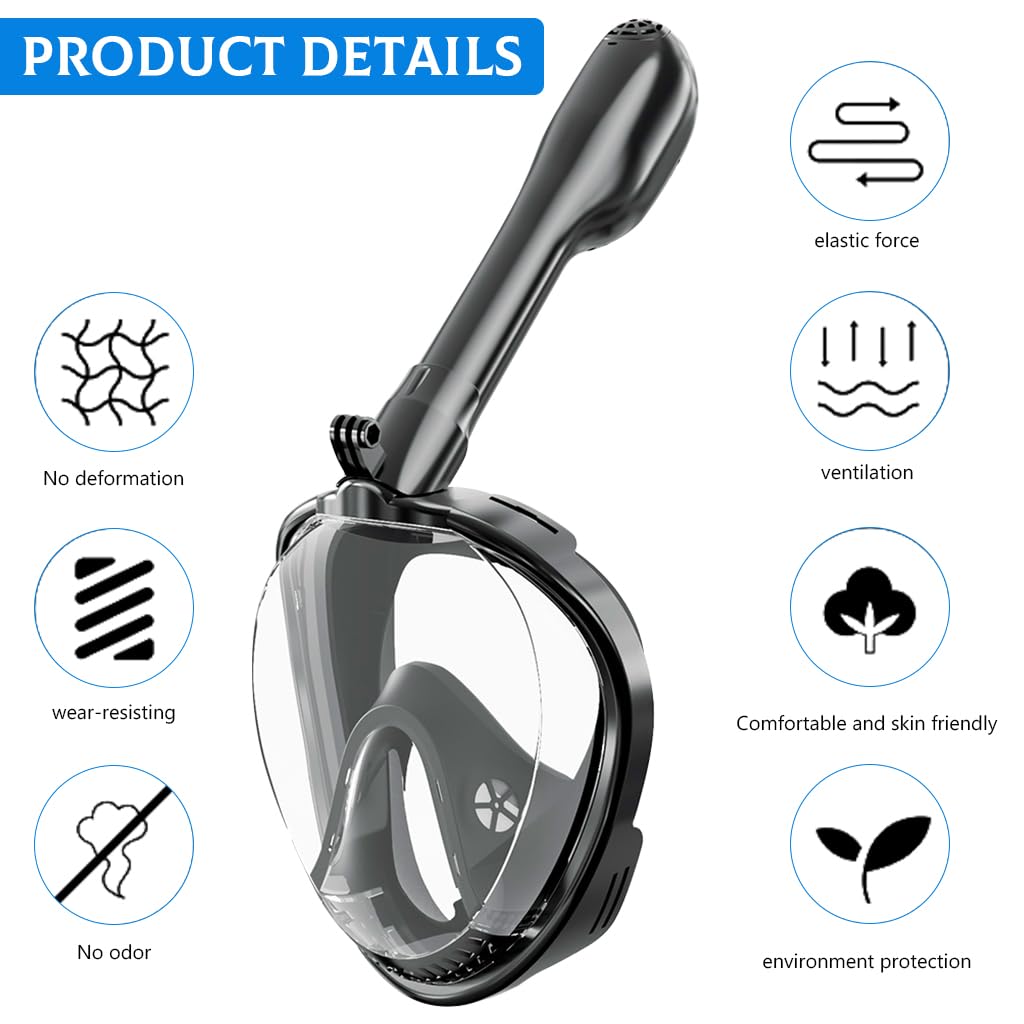 Proberos Snorkel Mask for Adults with 180° Panoramic View and Detachable Breathing Tube | Anti-Fog Full Face Diving Gear