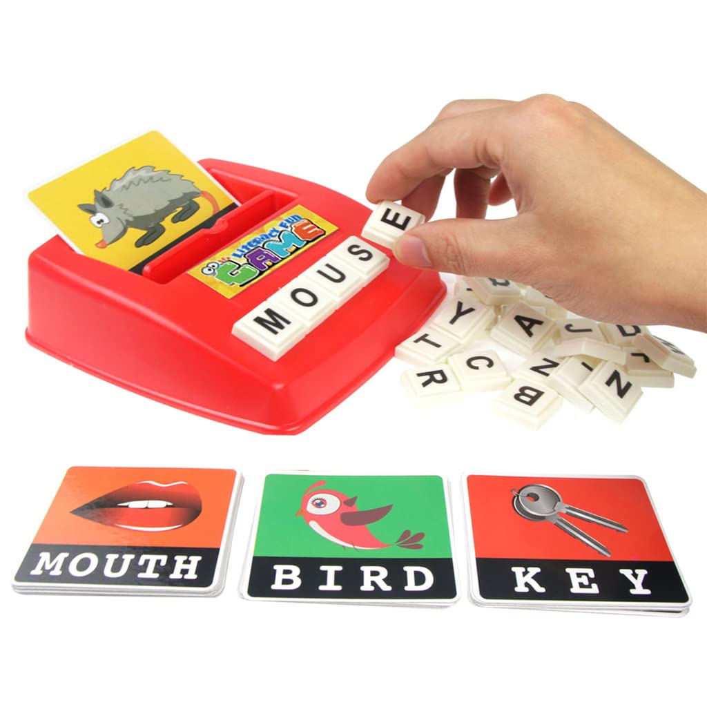 PATPAT Preschool Spelling Puzzle Game with 60 Word Cards & 52 Letter Blocks for Kids 3–8 | Fun English and Math Learning Toy