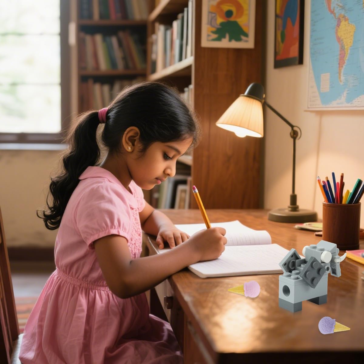 ZIBUYU Cute Pink Stationery Gift Set for Girls with Pencil Box and Charms | Ideal School Supplies and Birthday Present