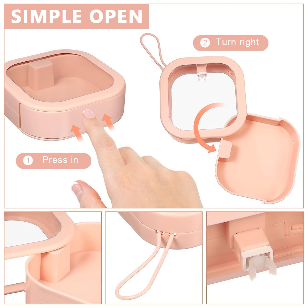 MAYCREATE Accessories Organizer Box for Travel with Transparent Cover 9.5×9.5×3cm | 2pcs Storage Case for Rings Hair Clips and Cotton Swabs