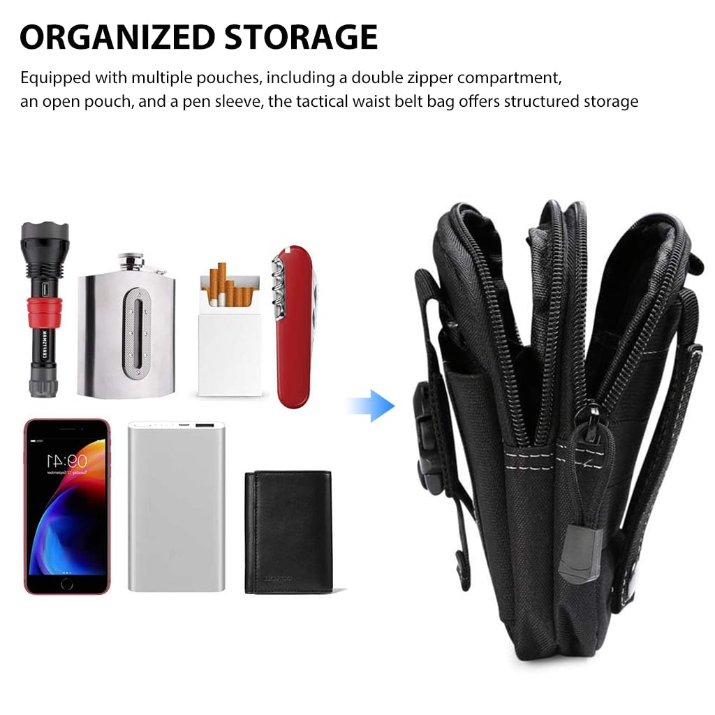 Venzina Tactical Waist Bag for Outdoor and Daily Use with Double Layer Oxford Cloth | Organized Phone and Tool Pouch for Men