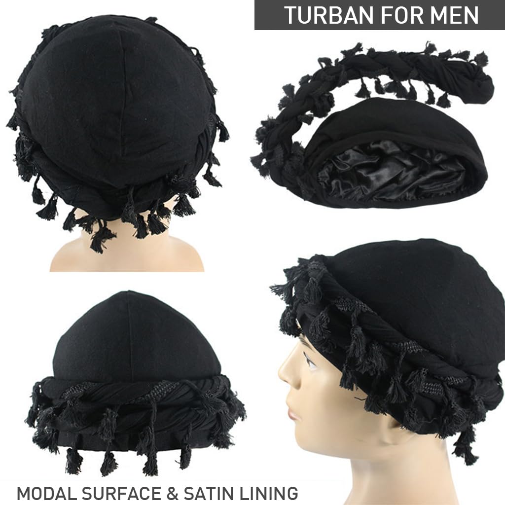 GUSTAVE Durag Cap for Men featuring Silk Satin Lining and Wrap Around Tassels | Trendy Hip Hop Style