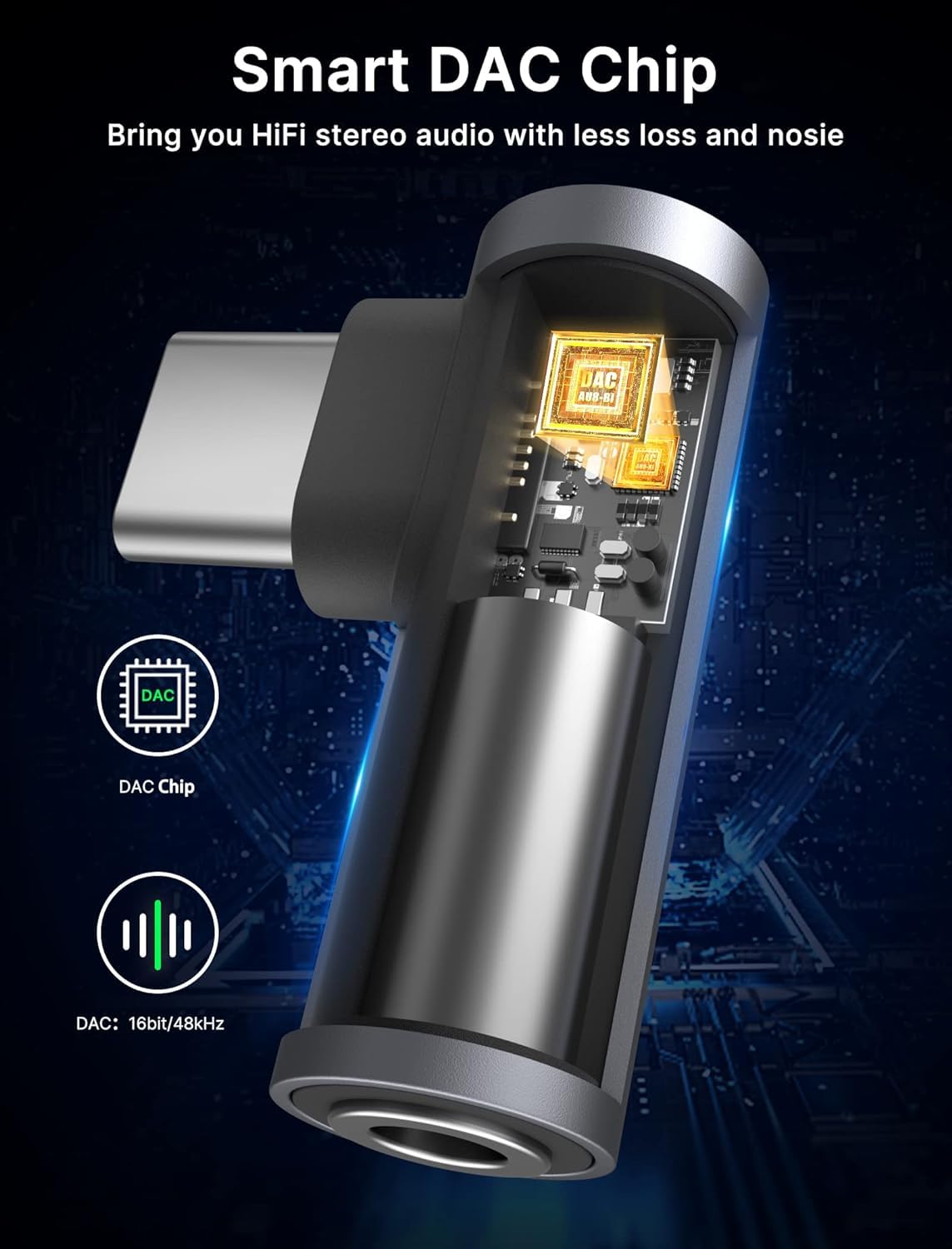 JSAUX USB C to 3.5mm Audio Adapter with 24bit 96kHz DAC Chip for Galaxy S24 and iPad Pro | Plug and Play Design