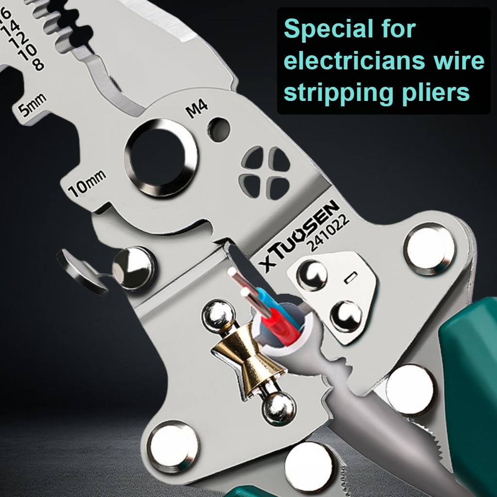 Serplex Wire Stripper Tool for Electricians with 8–16AWG Range and Folding Rubber Handle