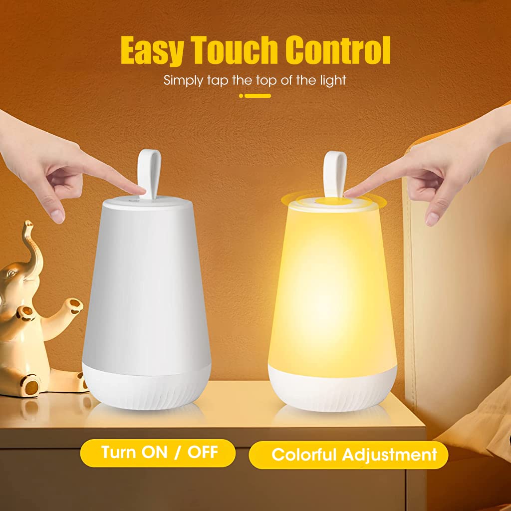 ELEPHANTBOAT RGBIC LED Night Lamp for Bedroom with 1200mAh Rechargeable Battery | Touch Control Color Modes for Kids