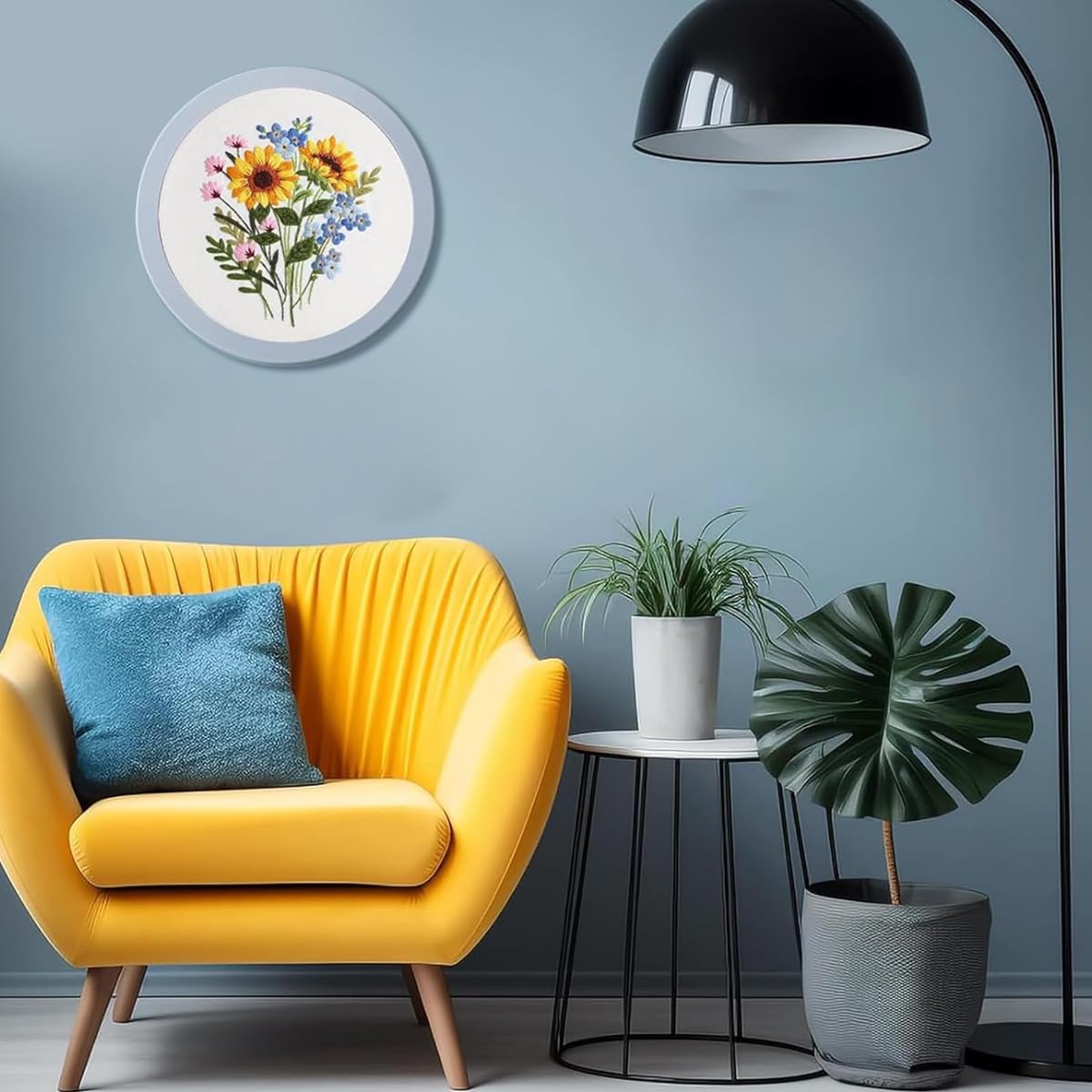 HASTHIP DIY Embroidery Art Craft Kit for Beginners with 20cm Hoop and Color Yarns | Flower Canvas Decoration