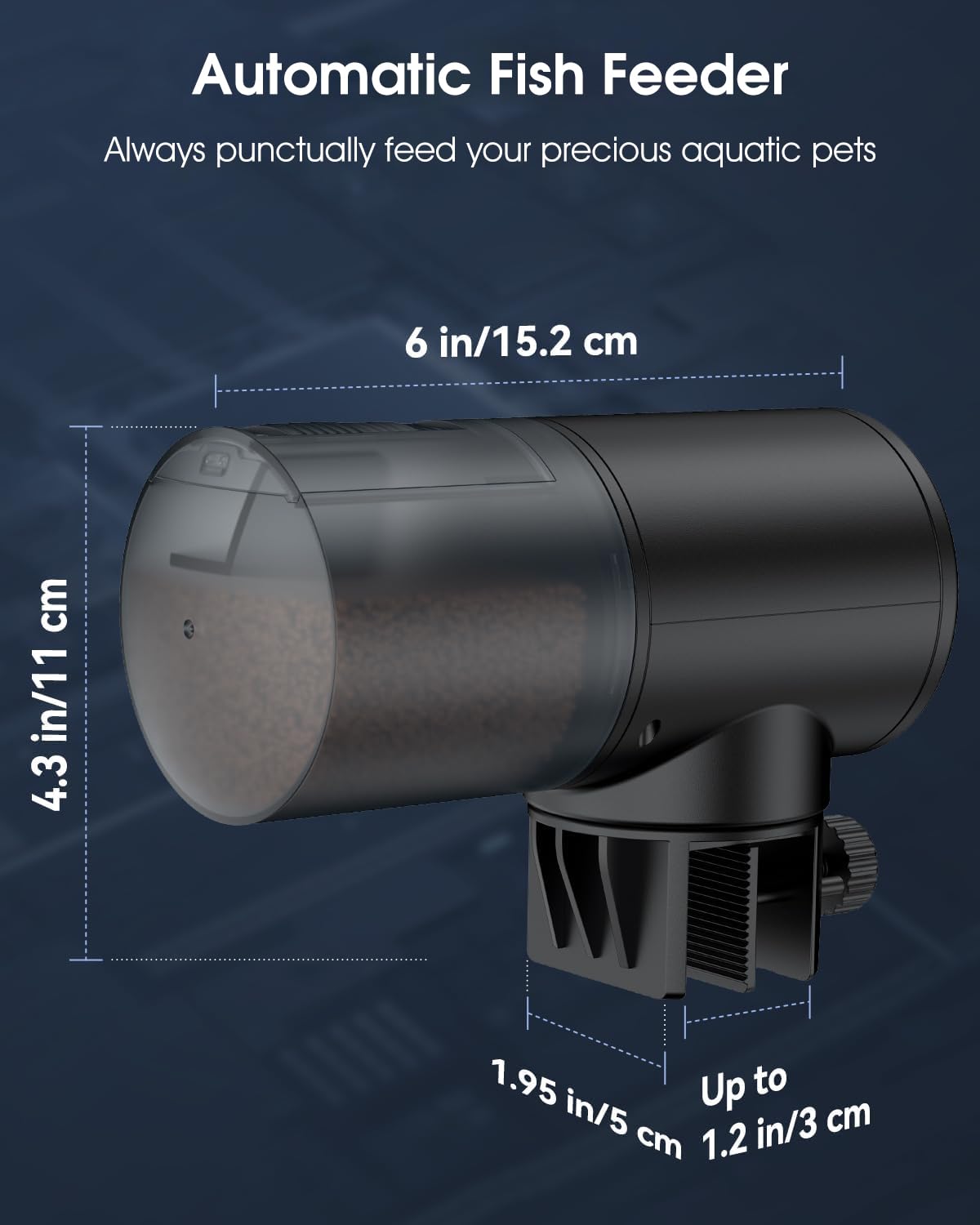 ZIBUYU Fish Tank Automatic Feeder for Home with 200ml Capacity and Moisture Proof Lid | 3 Feeding Modes