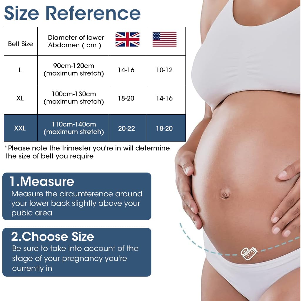 HANNEA® Maternity Belt Pregnancy Support, 4 In 1 Breathable Pregnancy Belly Support Band for Abdomen Pelvic Waist and Back Pain, Adjustable Belly Brace for Pre and Postpartum Band, XL