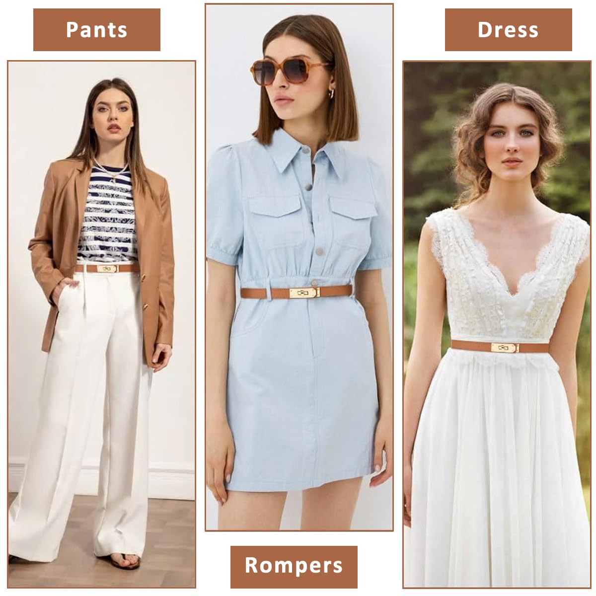 PALAY Waist Belt for Women featuring Alloy Turn Lock Buckle and Adjustable 65–105 cm Fit | Brown PU Leather Dress Accessory