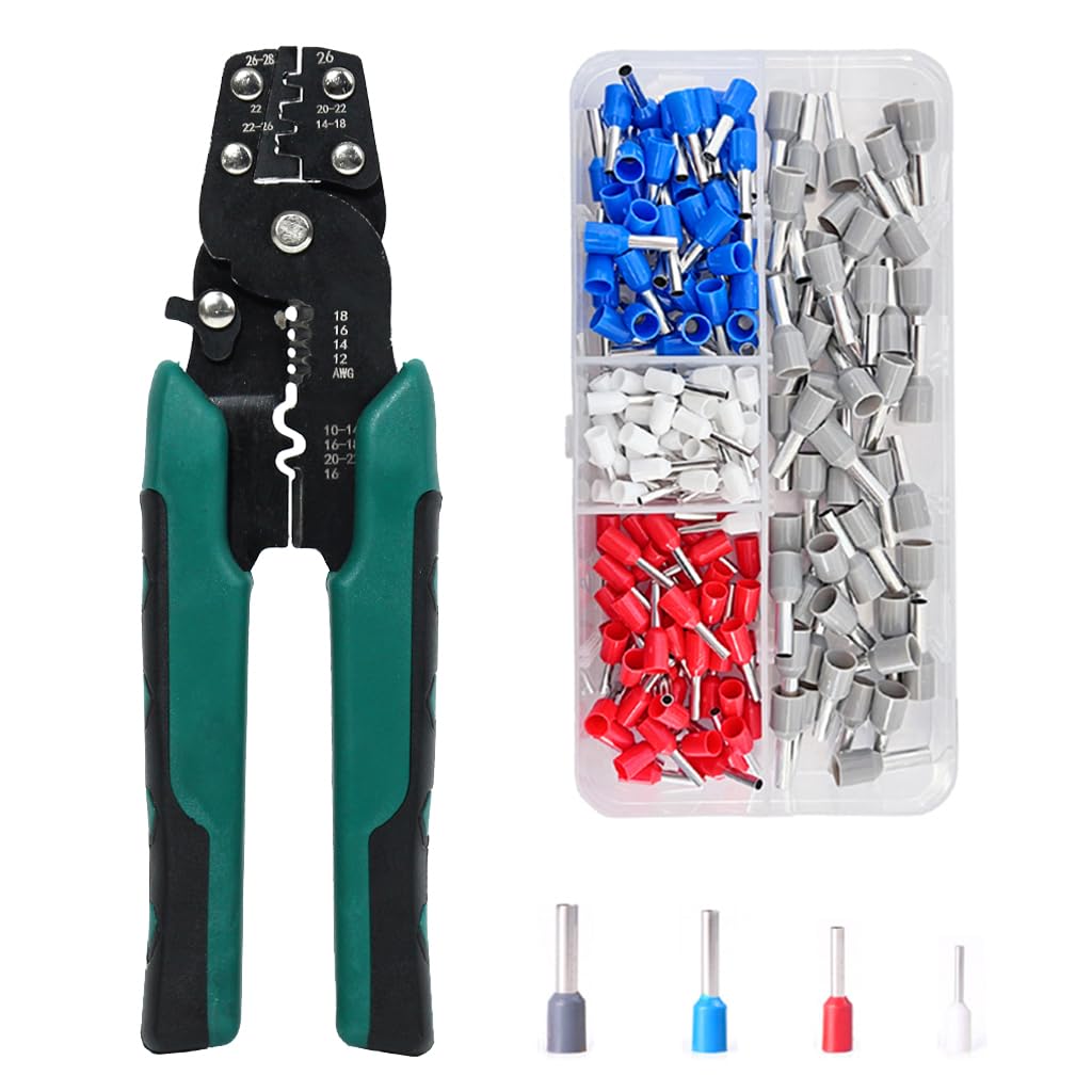 HASTHIP® 200Pcs Electrical Crimping Connectors with Wire Crimper Tool 4 Sizes Crimping Connectors Insulated Wire Terminals Crimp Terminals Universal 22-10 AWG Wire Crimper Tool  Electrical Connectors