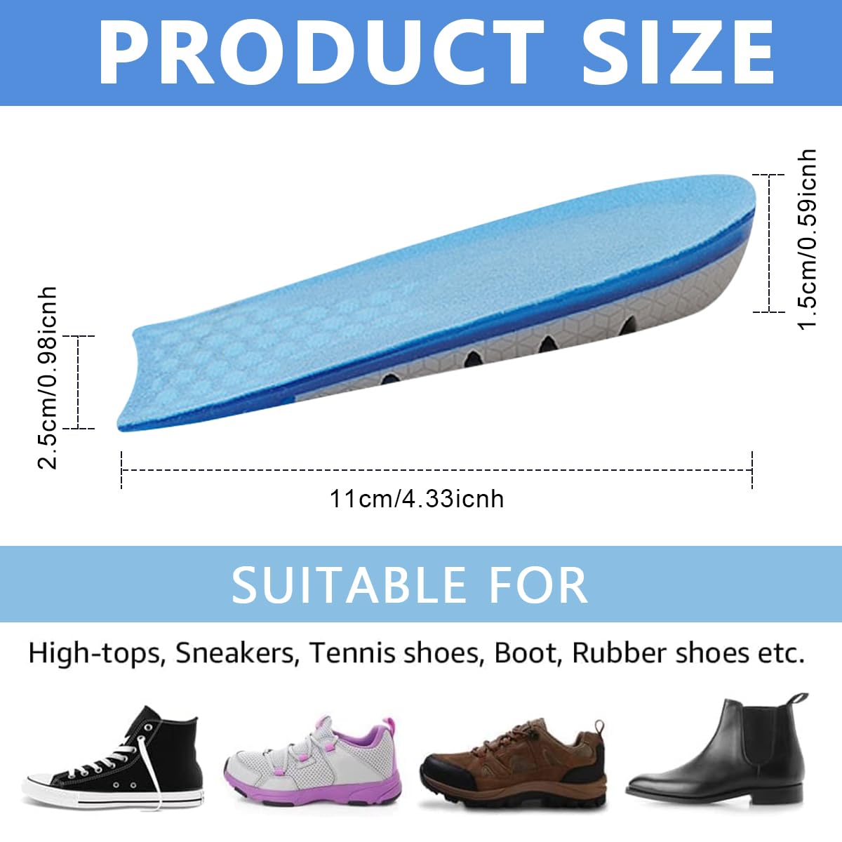 MAYCREATE Heel Cups for Heel Pain Relief with 0.98 in Gel Cushion Insert | Soft TPE Heel Lift