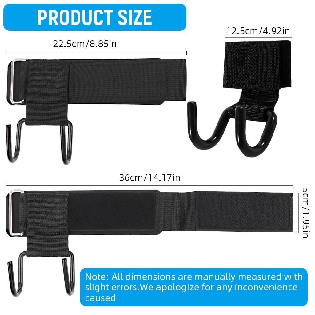 Proberos Weight Lifting Hooks for Deadlifts and Pull-Ups with Dual Metal Hooks | 4PCS Black