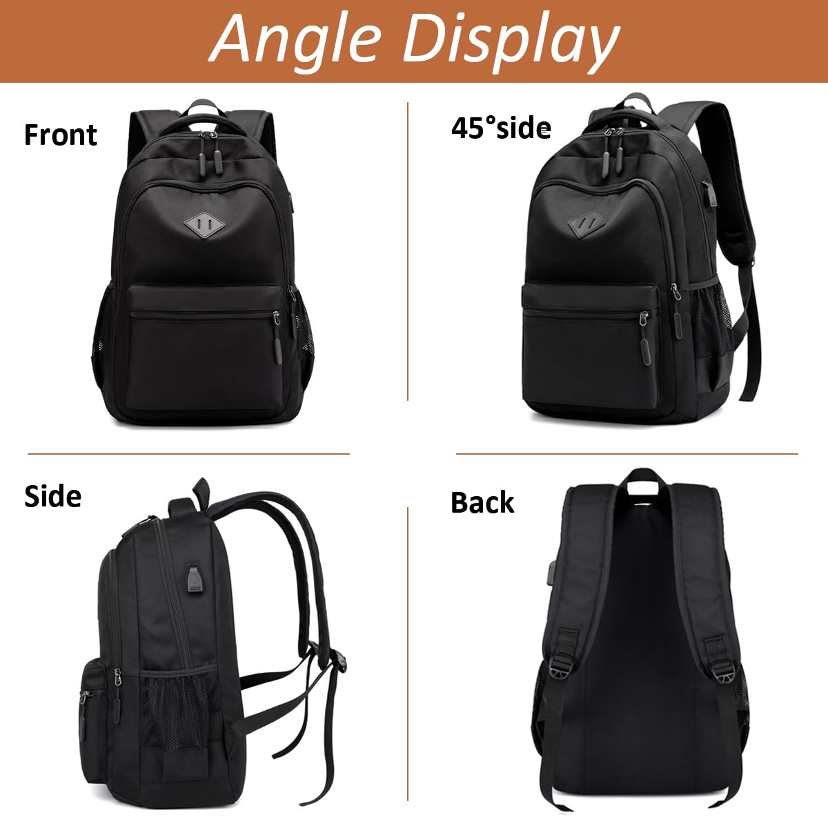 GUSTAVE Backpack for School and Travel featuring USB Charging Port and Dual Handles | 15.6 Inch Waterproof Oxford Design