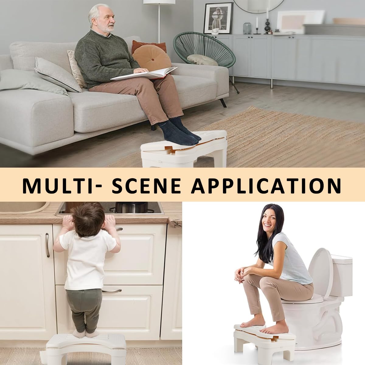 HANNEA Folding Foot Rest for Home and Office with Dual Row Massage Rollers | Height Adjustable Ergonomic Stool