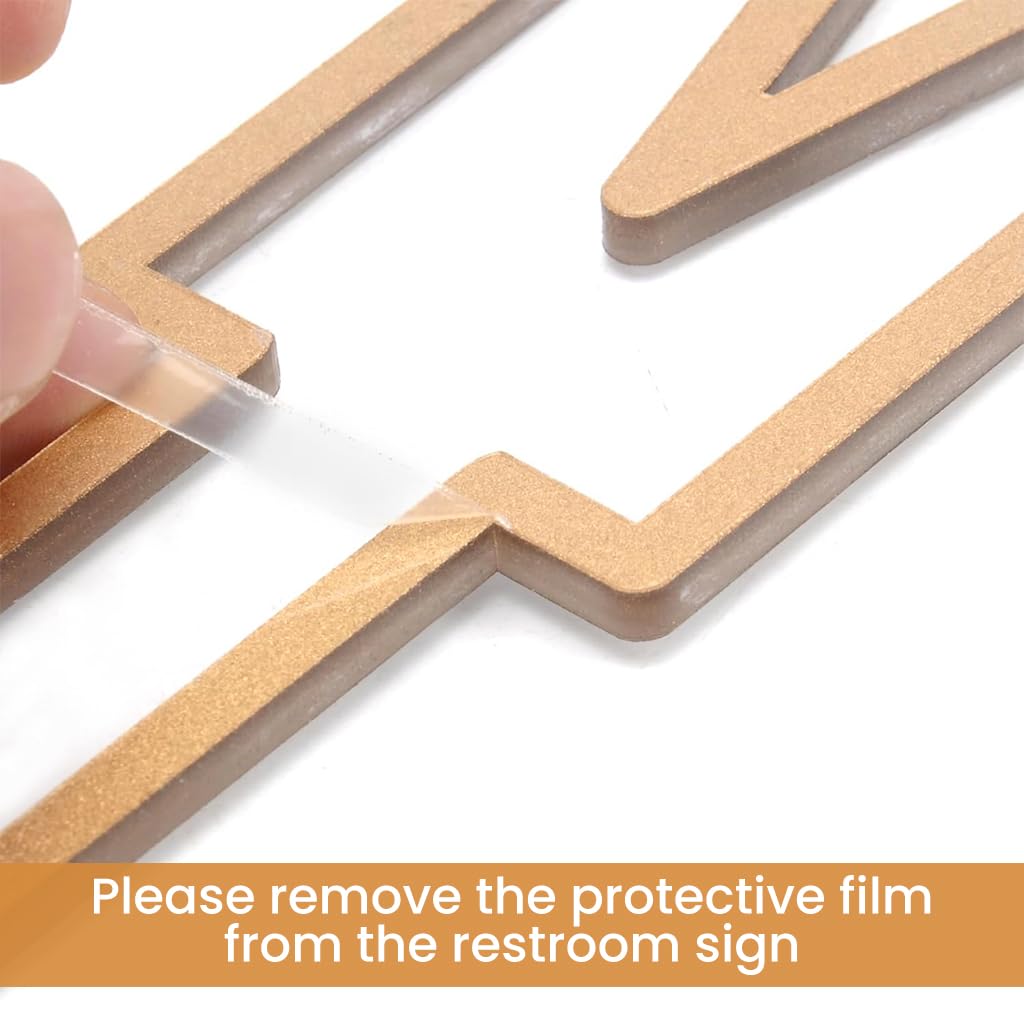 OFIFO Acrylic Washroom Sign Board for Office and Restaurant featuring Self Adhesive Back | Golden Bathroom Door Plate for Men and Women