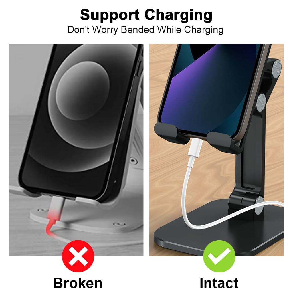 ZORBES Mobile Phone Stand for Desk with 3.74–5.5 in Adjustable Height and 0–235° Foldable Angle | Anti-Slip Base