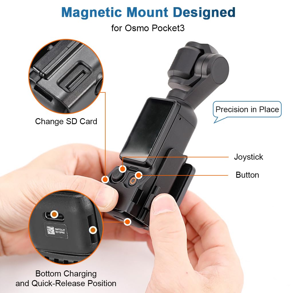 ZORBES Magnetic Wall Mount Folding Bracket for Pocket 3 featuring Ultra Strong Base | Adjustable PC Holder for Portable Outdoor Filming