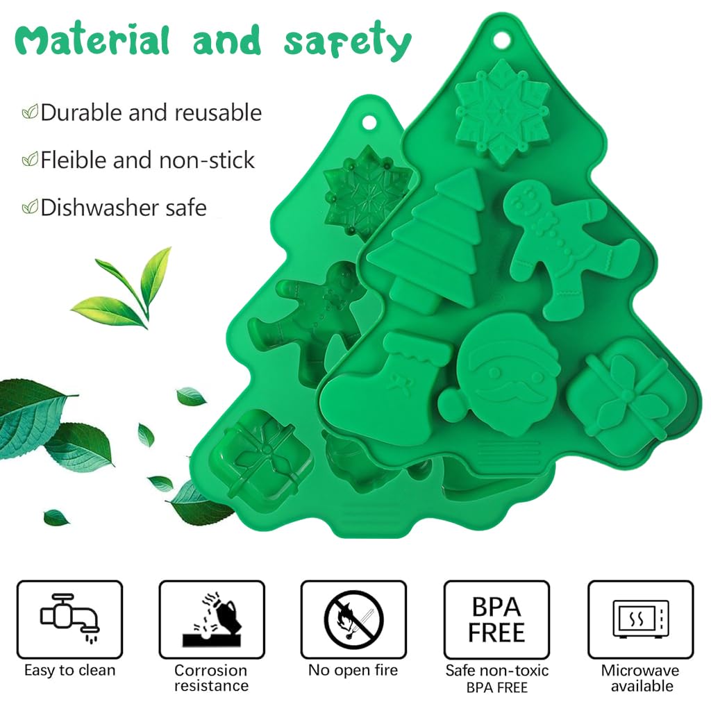 HASTHIP Christmas Silicone Chocolate Molds for DIY Baking and Crafts featuring 6 3D Shapes