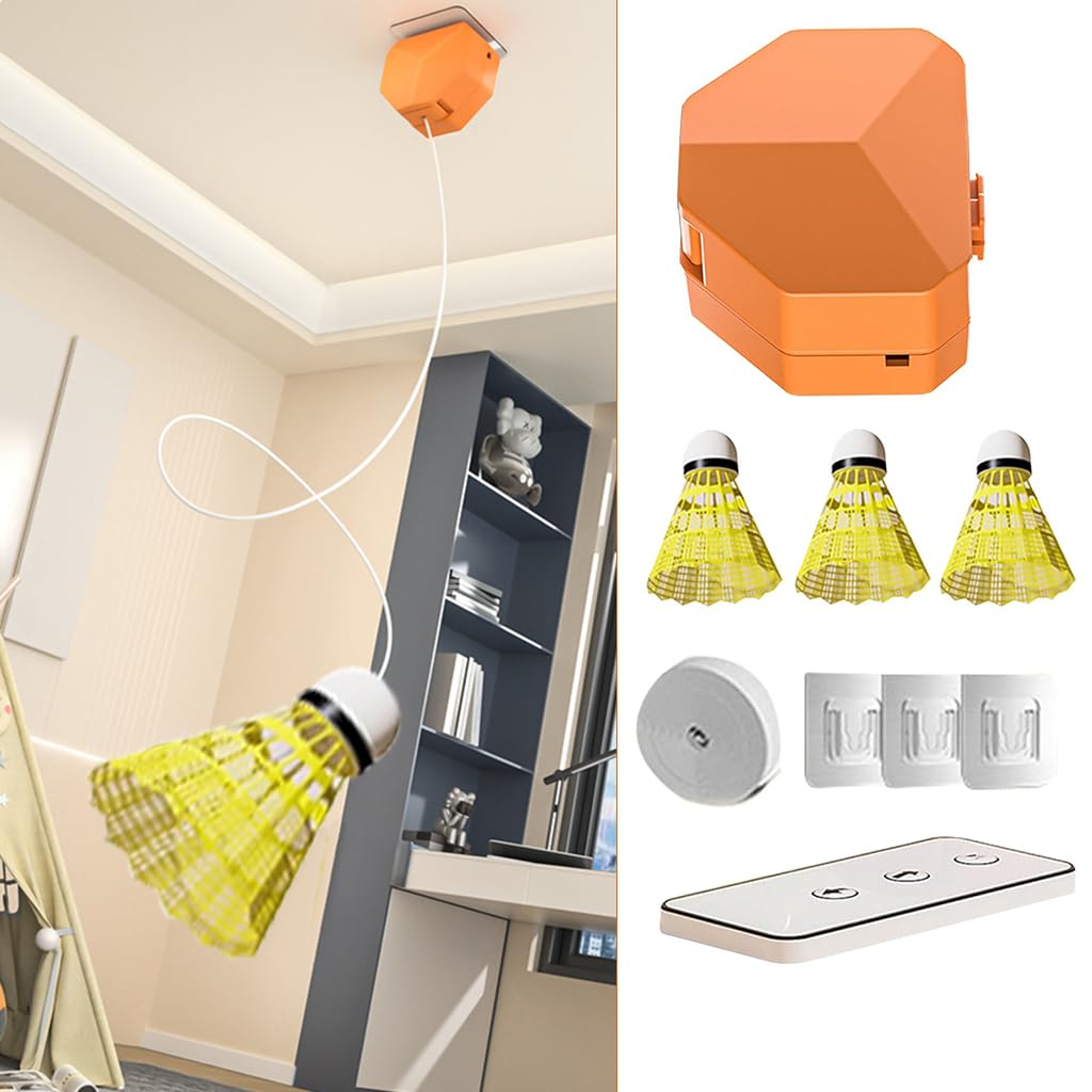 Proberos Badminton Rebound Trainer Set for Solo Practice with Remote Control and 3 Shuttles