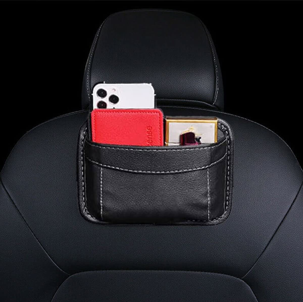 STHIRA Car Storage Organizer Pouch for Seat Side with Self Adhesive Design 17×12cm PU