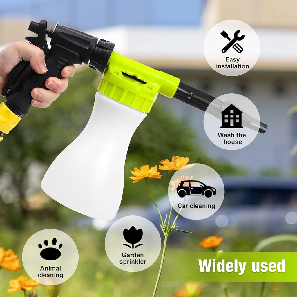 HASTHIP® 900ML High Pressure Foam Sprayer for Car Washing Car Window Cleaning with 3/4in & 3/8in Quick Connector, Adjustable Pressure Foam Sprayer for Car Washing Soap Window