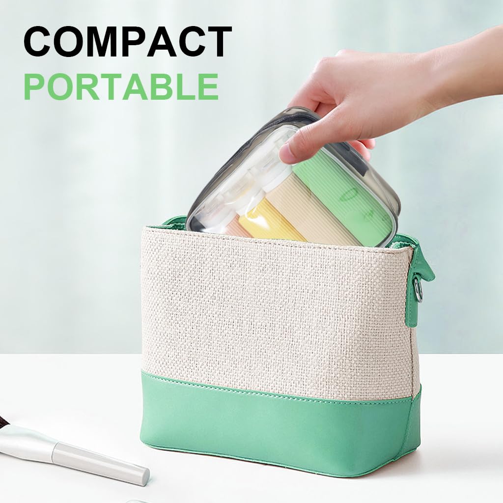 MAYCREATE Travel Bottles Kit for Toiletries with Flip-Up Lids and 3oz Silicone Design | Includes PVC Storage Pouch